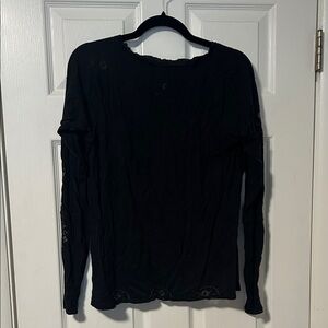 Terez Black Long Sleeve Top with Sheer Skulls